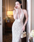 Women Lace Halter Maxi Dress